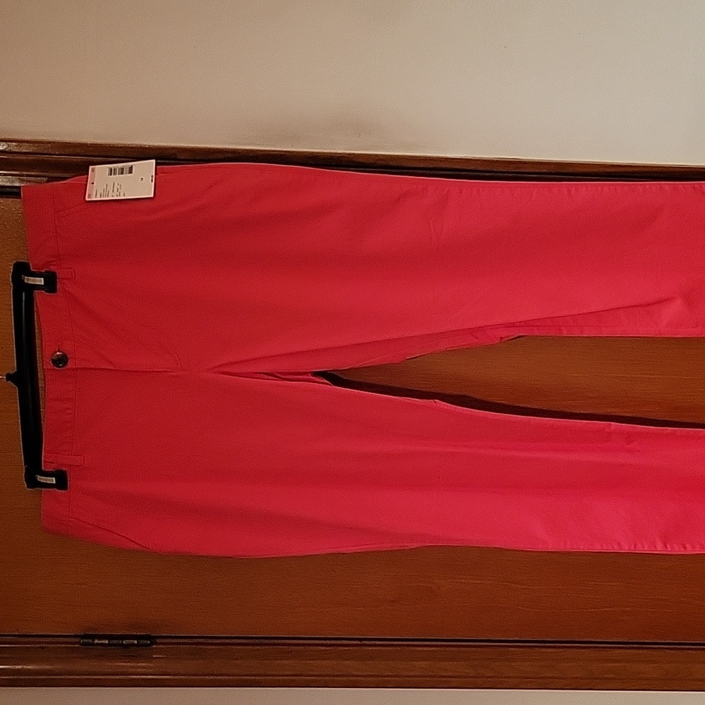 Laura Scott Ankle Pants; Size: 14; Color: Geranium (reddish-pink); Straight leg.